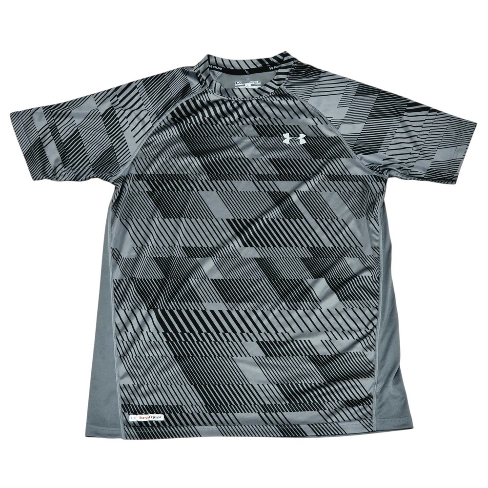 Under Armour HeatGear Fitted Shirt Men's M Gray Black Geometric Running